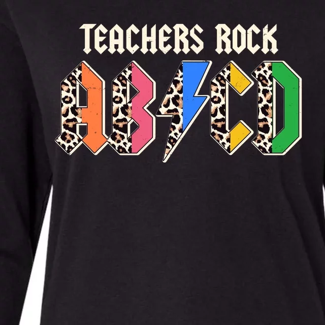 Funny Teachers Rock ABCD Rocker Womens Cotton Relaxed Long Sleeve T-Shirt