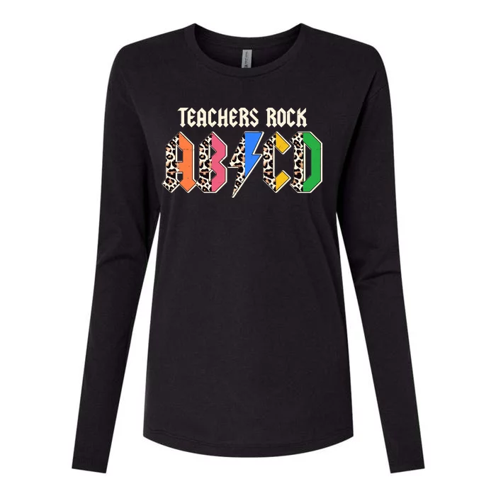 Funny Teachers Rock ABCD Rocker Womens Cotton Relaxed Long Sleeve T-Shirt