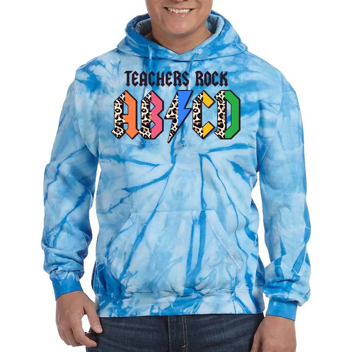 Funny Teachers Rock ABCD Rocker Tie Dye Hoodie