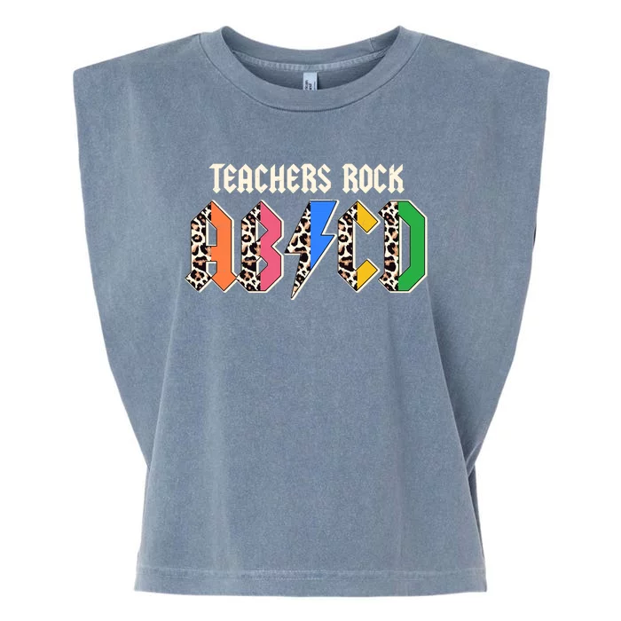 Funny Teachers Rock ABCD Rocker Garment-Dyed Women's Muscle Tee