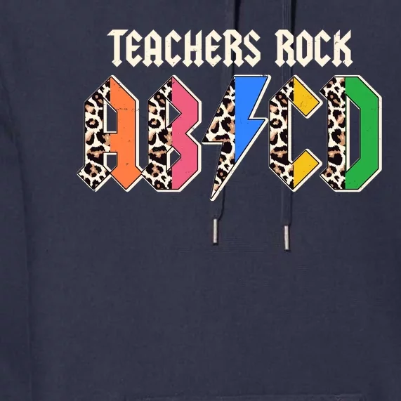 Funny Teachers Rock ABCD Rocker Premium Hoodie