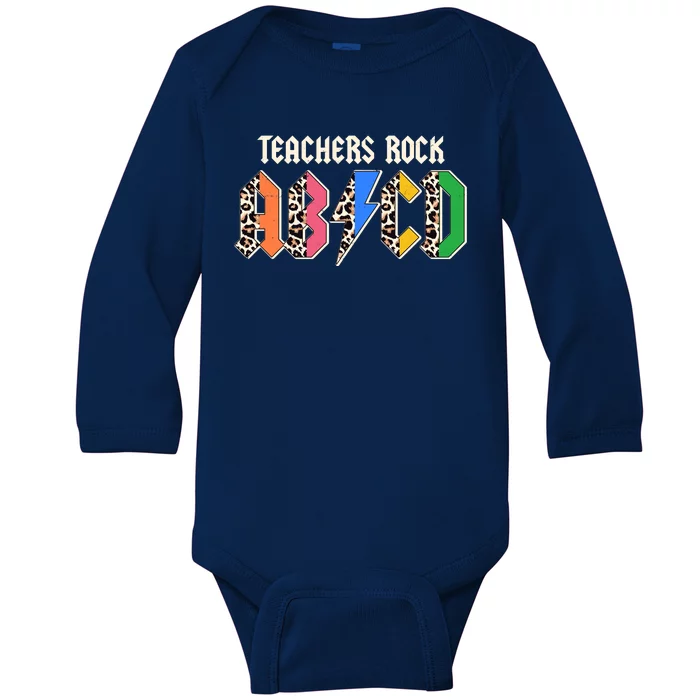 Funny Teachers Rock ABCD Rocker Baby Long Sleeve Bodysuit