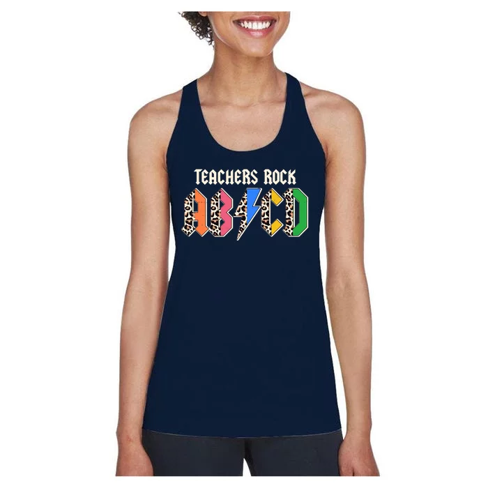 Funny Teachers Rock ABCD Rocker Women's Racerback Tank