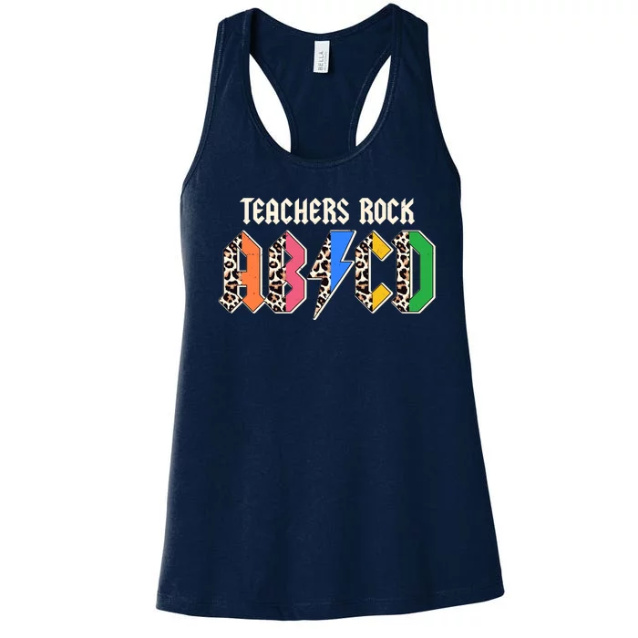 Funny Teachers Rock ABCD Rocker Women's Racerback Tank