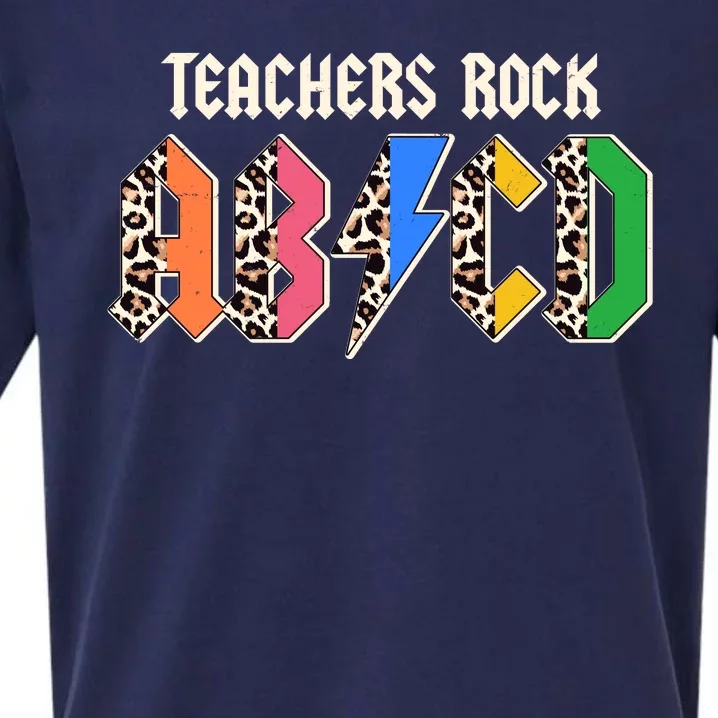 Funny Teachers Rock ABCD Rocker Sueded Cloud Jersey T-Shirt