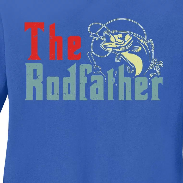 Fishing The Rodfather Fly Bass Fish Dad Funny Papa Ladies Long Sleeve Shirt