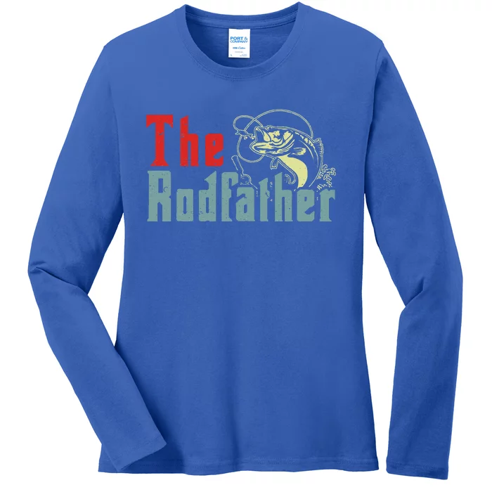 Fishing The Rodfather Fly Bass Fish Dad Funny Papa Ladies Long Sleeve Shirt