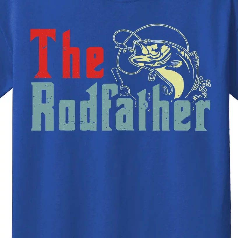 Fishing The Rodfather Fly Bass Fish Dad Funny Papa Kids T-Shirt