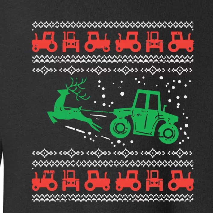 Farm Tractor Reindeer Fun Ugly Christmas Sweater Farmer Gift Toddler Sweatshirt