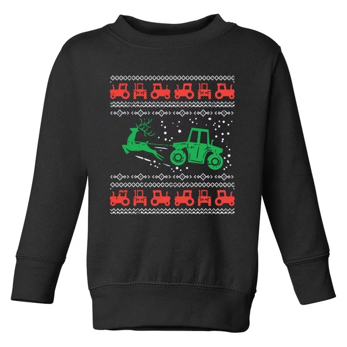 Farm Tractor Reindeer Fun Ugly Christmas Sweater Farmer Gift Toddler Sweatshirt