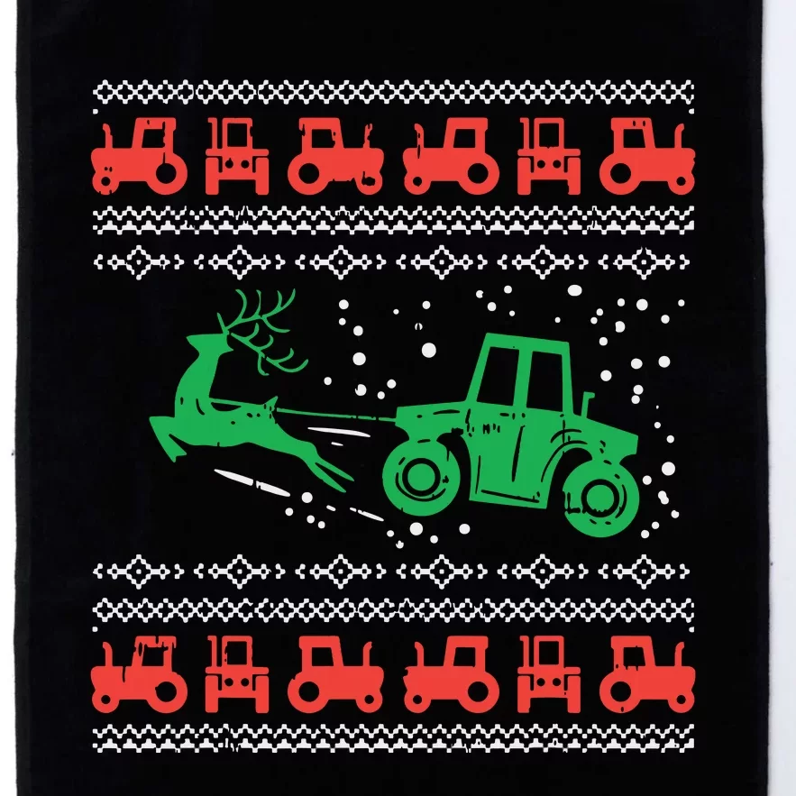 Farm Tractor Reindeer Fun Ugly Christmas Sweater Farmer Gift Platinum Collection Golf Towel