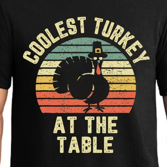 Funny Thanksgiving  Retro Coolest Turkey At The Table Pajama Set