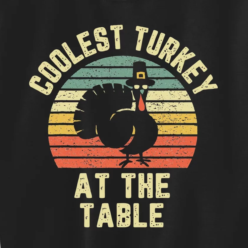 Funny Thanksgiving  Retro Coolest Turkey At The Table Kids Sweatshirt