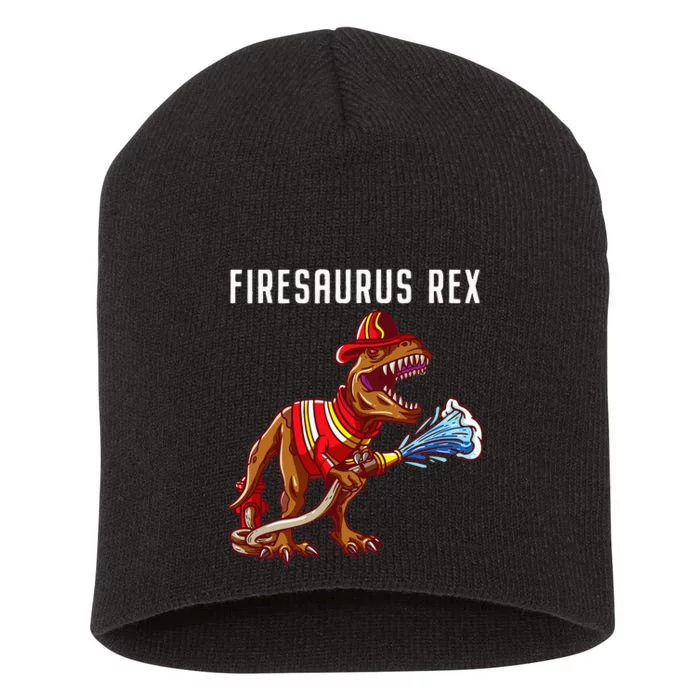 Firefighter T Rex Dinosaur Gifts For Fireman Short Acrylic Beanie