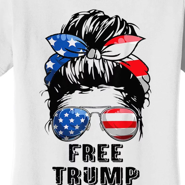 Free Trump Republican Support Pro Trump American Flag Women's T-Shirt