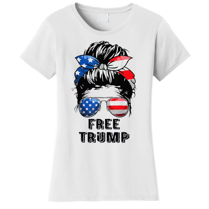 Free Trump Republican Support Pro Trump American Flag Women's T-Shirt