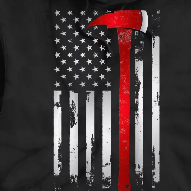 Fireman Thin Red Line American Flag Axe gift for Firefighter Tie Dye Hoodie