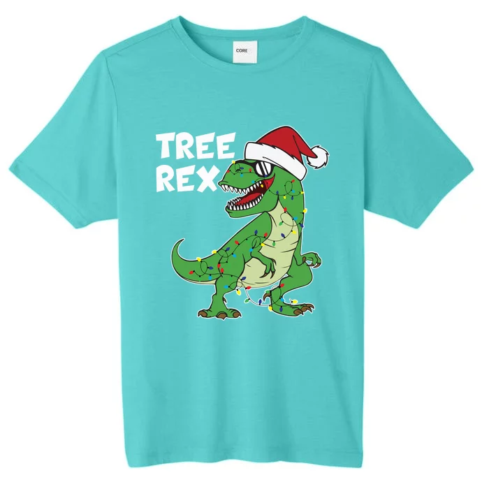 Funny Tree Rex T Rex Christmas Hat Lights Holiday Christmas Gift ChromaSoft Performance T-Shirt