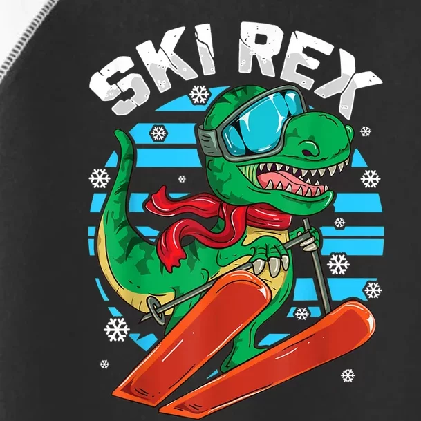 Funny Tyrannosaurus Rex Dinosaur Girls Boys Skiing SKI REX TShirt Toddler Fine Jersey T-Shirt