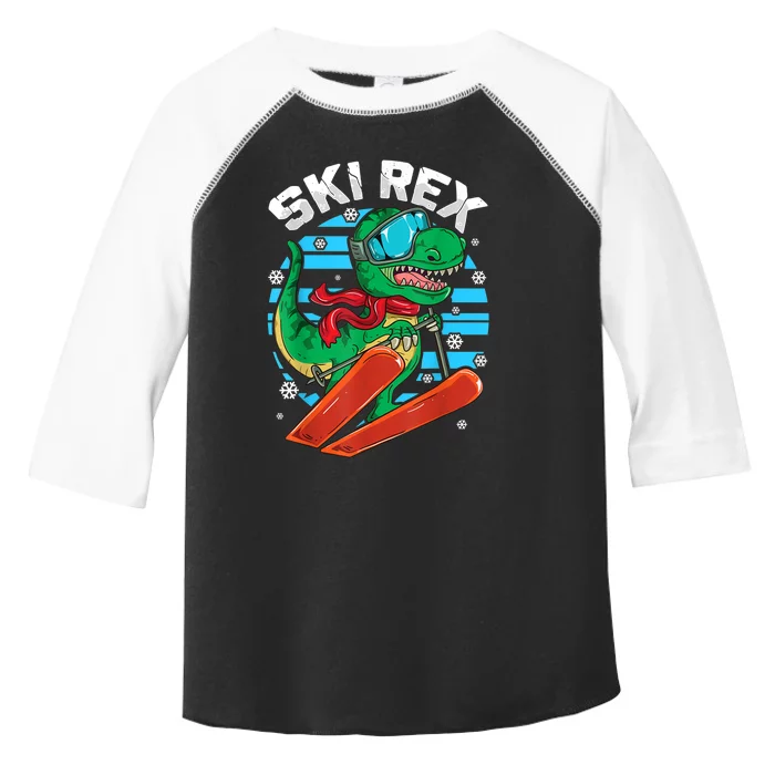 Funny Tyrannosaurus Rex Dinosaur Girls Boys Skiing SKI REX TShirt Toddler Fine Jersey T-Shirt