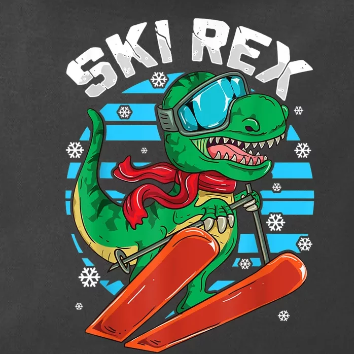 Funny Tyrannosaurus Rex Dinosaur Girls Boys Skiing SKI REX TShirt Zip Tote Bag