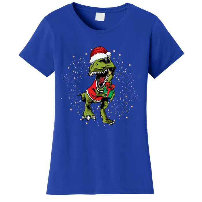 Funny T Rex Dino In Christmas Santa Costume Funny Gift Women's T-Shirt