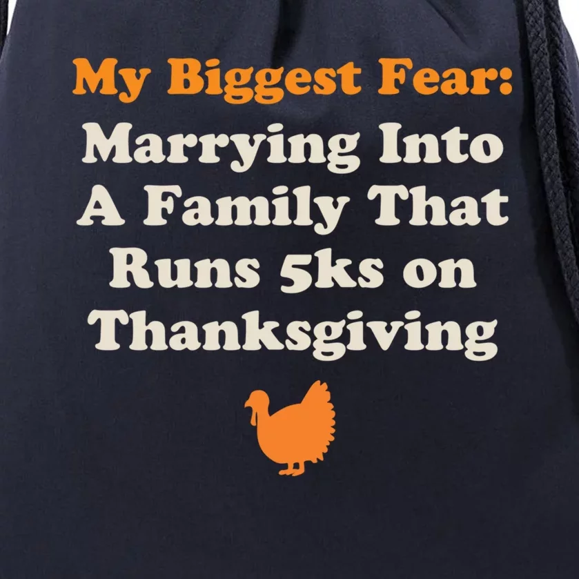 Funny Thanksgiving Running Turkey Trot Marrying Into Family Gift Drawstring Bag