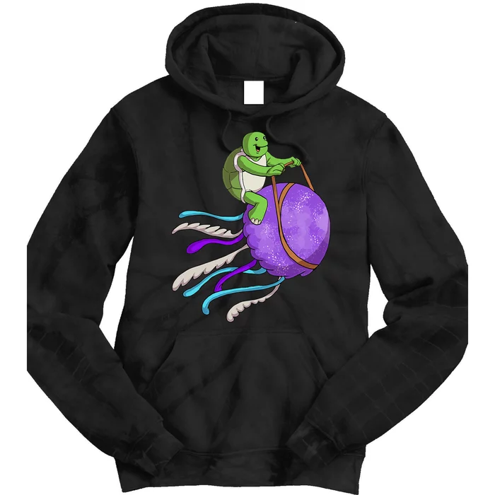 Funny Turtle Riding Jellyfish Sea Turtle, Hawaii Tie Dye Hoodie