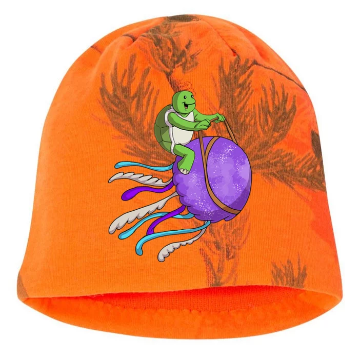 Funny Turtle Riding Jellyfish Sea Turtle, Hawaii Kati - Camo Knit Beanie