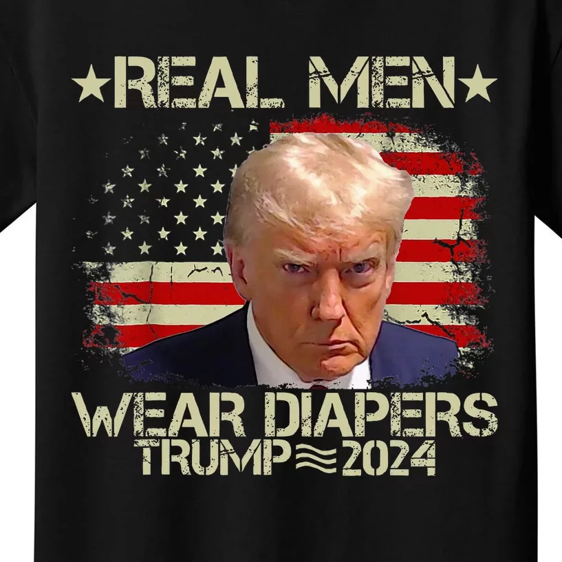 Funny Trump Real Wear Diapers Trump 2024 Kids T-Shirt