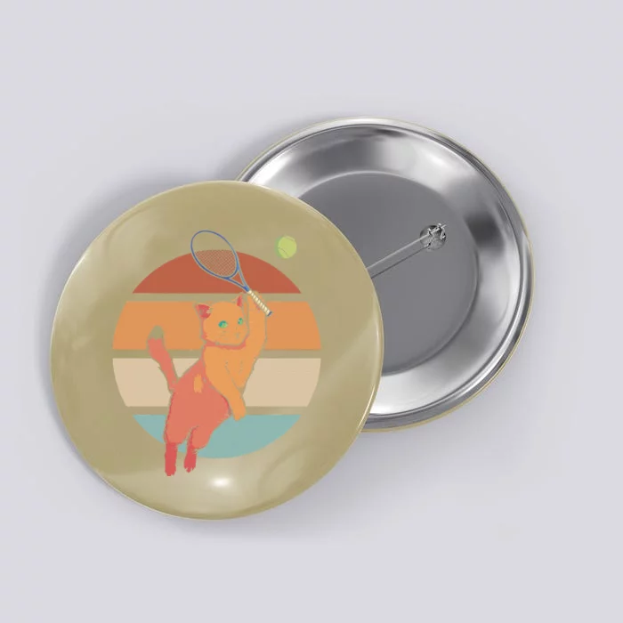 Funny Tennis Racket Cat Playing Tennis Button