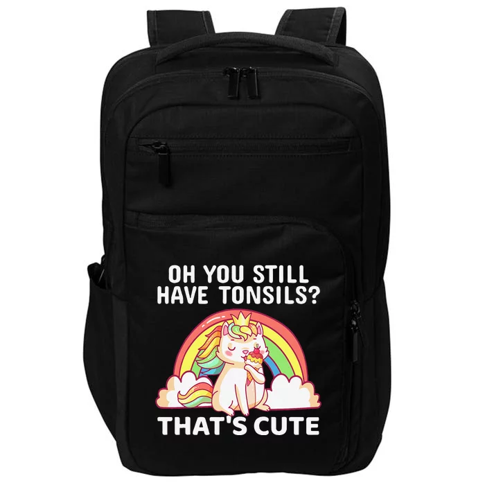 Funny Tonsil Removal Surgery Recovery Gift Tonsillectomy Cat Impact Tech Backpack