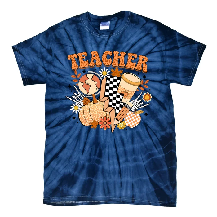 Fall Teacher Retro School Teacher Life Tie-Dye T-Shirt