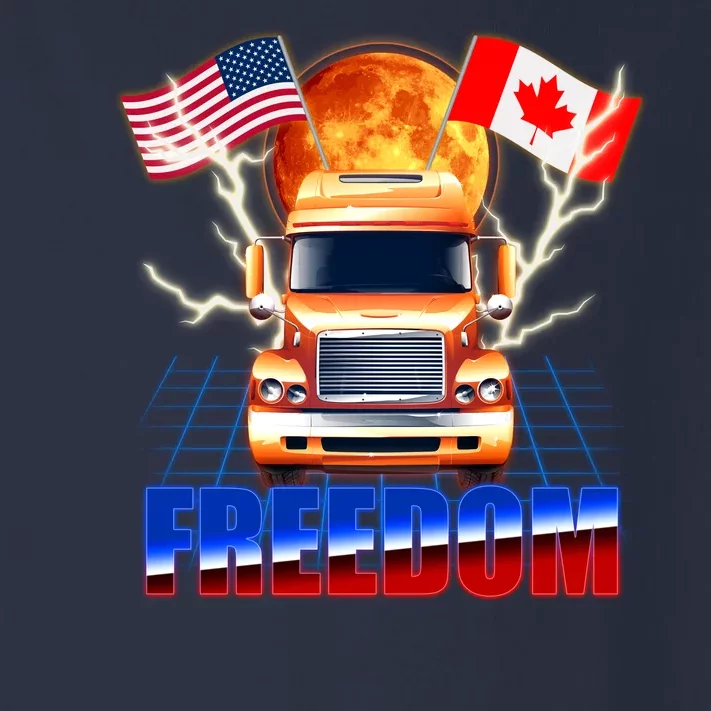 Funny Trucker Retro 80's Freedom USA Canada Flags Freedom Convoy Toddler Long Sleeve Shirt