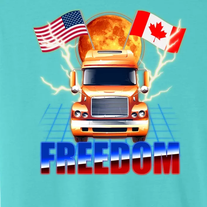 Funny Trucker Retro 80's Freedom USA Canada Flags Freedom Convoy ChromaSoft Performance T-Shirt