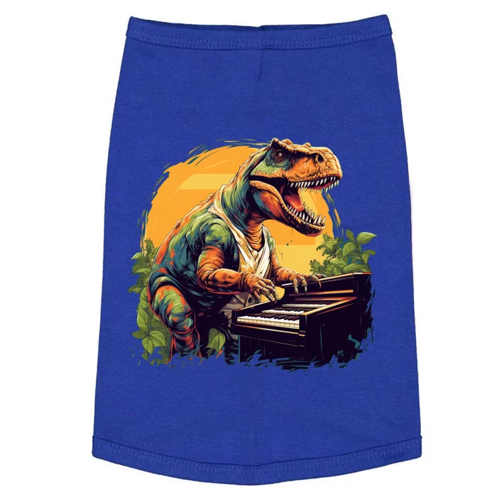 Funny T Rex Dinosaurs With Piano For Music Instrut Fans Gift Doggie Tank