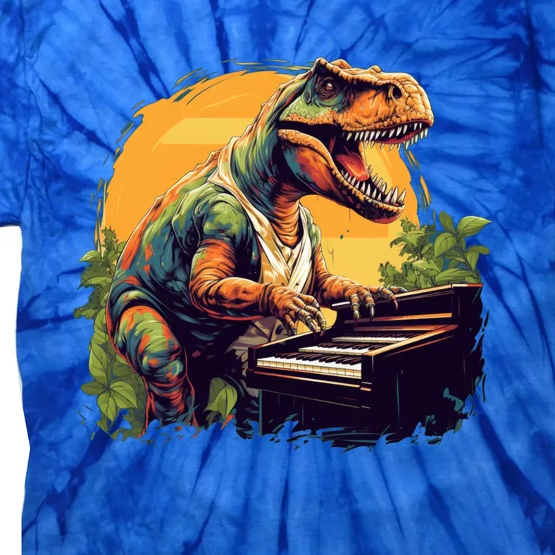 Funny T Rex Dinosaurs With Piano For Music Instrut Fans Gift Tie-Dye T-Shirt