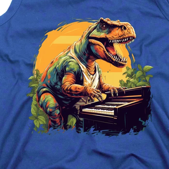 Funny T Rex Dinosaurs With Piano For Music Instrut Fans Gift Tank Top