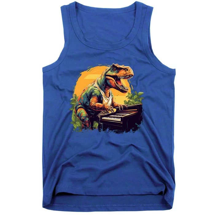 Funny T Rex Dinosaurs With Piano For Music Instrut Fans Gift Tank Top