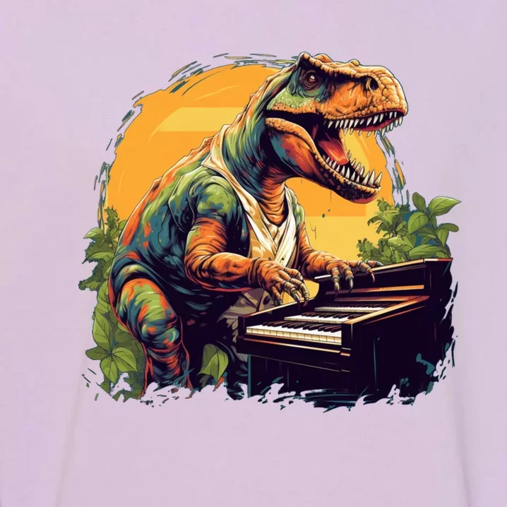 Funny T Rex Dinosaurs With Piano For Music Instrut Fans Gift Garment-Dyed Sweatshirt