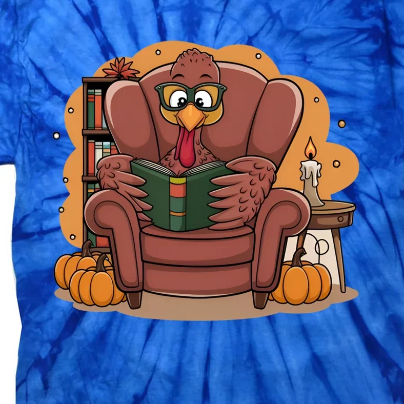 Funny Turkey Reading Books Gobble Good Funny Books Gift Tie-Dye T-Shirt