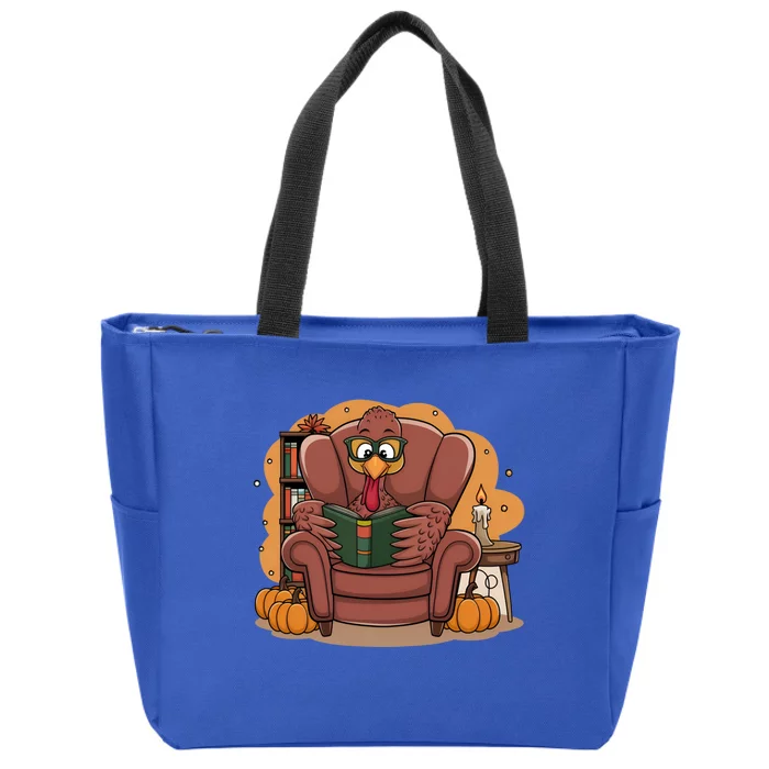 Funny Turkey Reading Books Gobble Good Funny Books Gift Zip Tote Bag