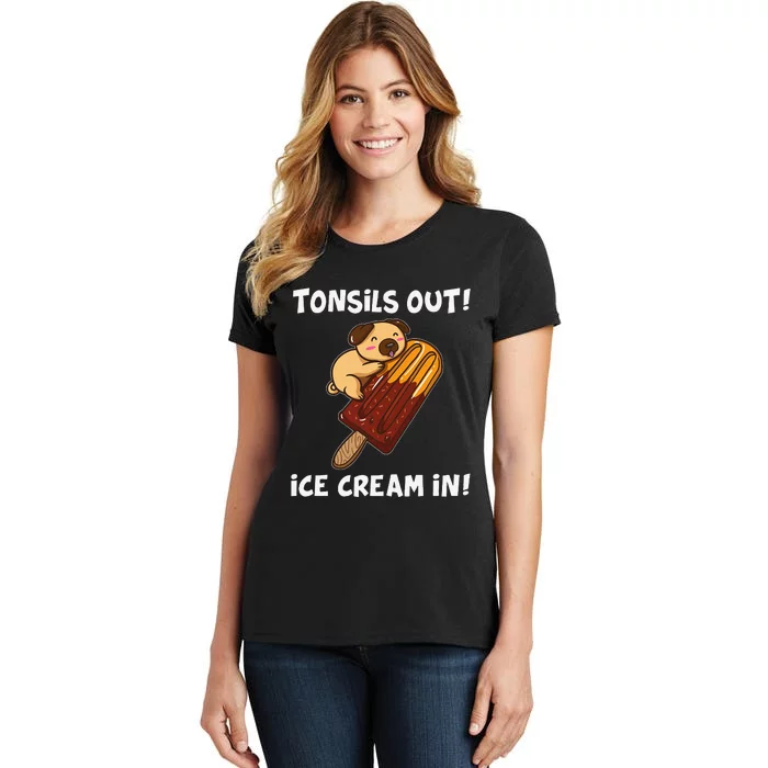 Funny Tonsil Removal Surgery Recovery Gift Tonsillectomy Pug Women's T-Shirt