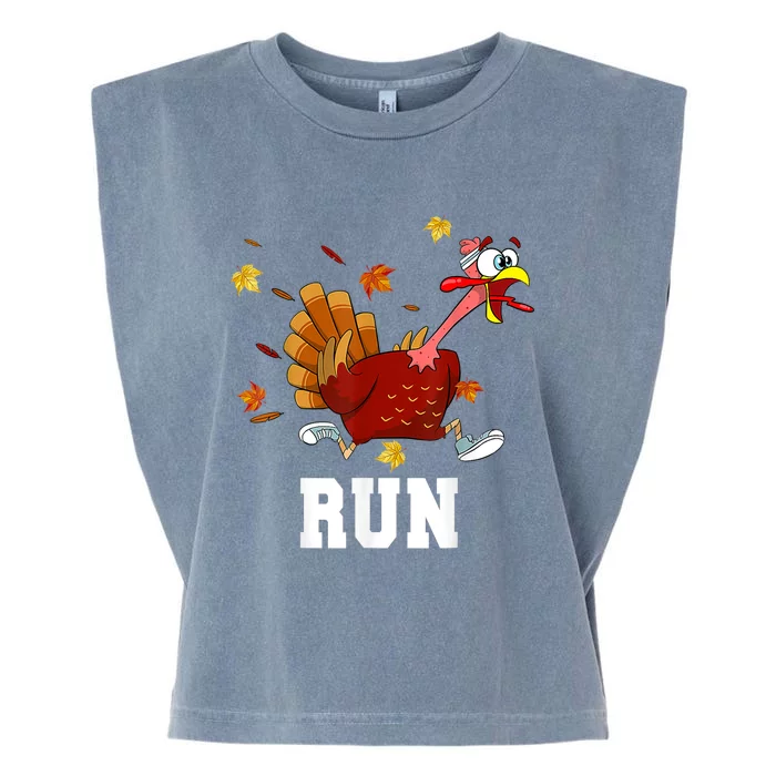 Funny Turkey Run Costume Thanksgiving Running Turkey Trot Garment-Dyed Women's Muscle Tee