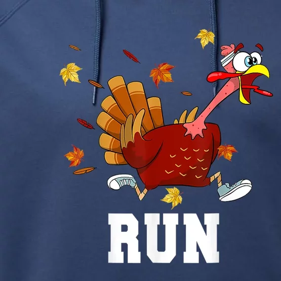 Funny Turkey Run Costume Thanksgiving Running Turkey Trot Performance Fleece Hoodie