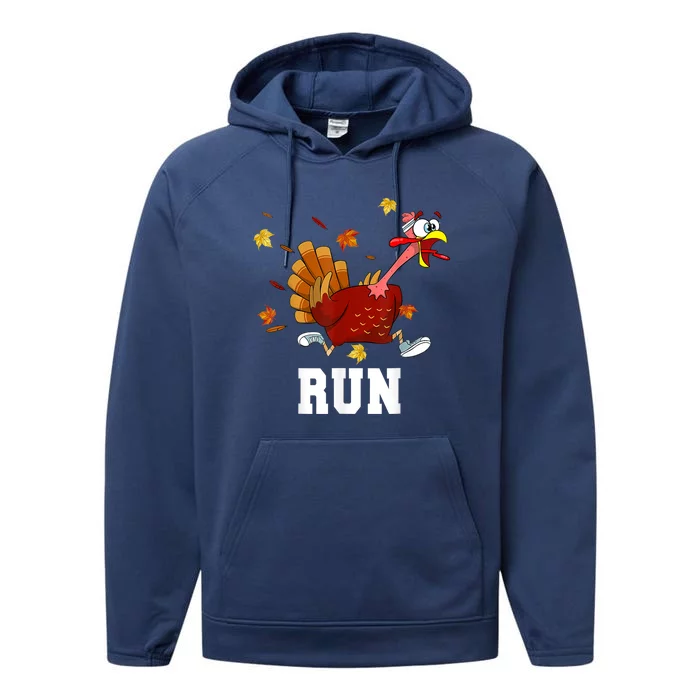 Funny Turkey Run Costume Thanksgiving Running Turkey Trot Performance Fleece Hoodie