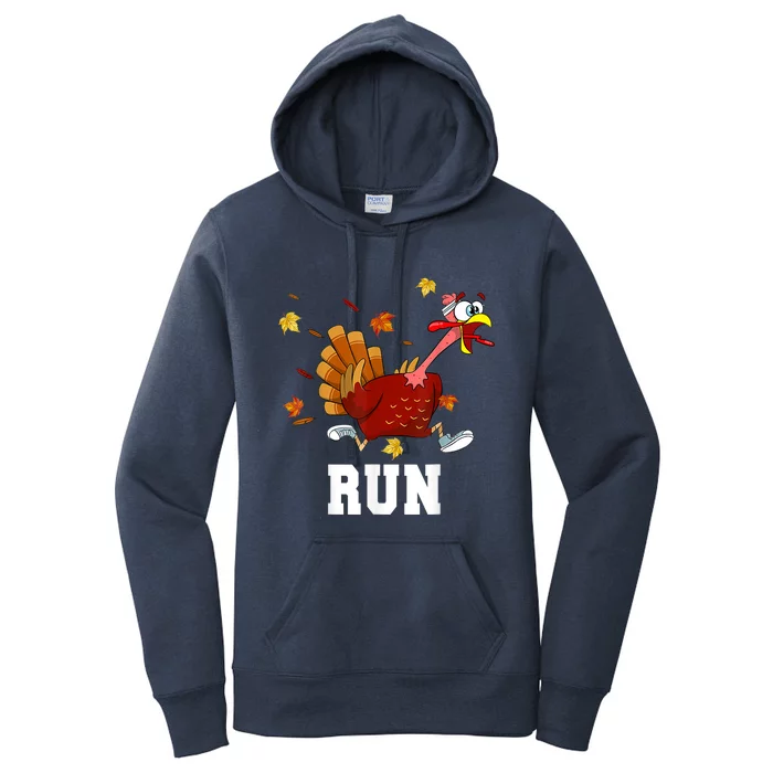 Funny Turkey Run Costume Thanksgiving Running Turkey Trot Women's Pullover Hoodie