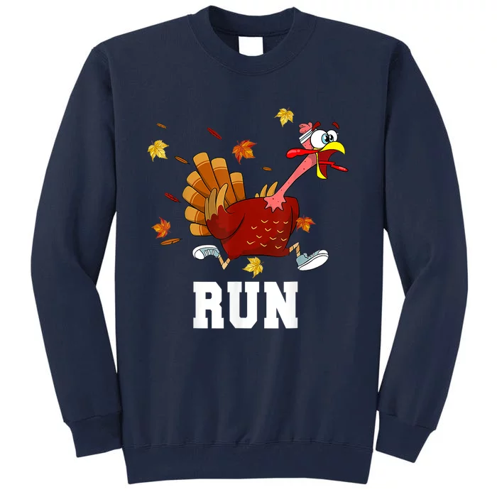 Funny Turkey Run Costume Thanksgiving Running Turkey Trot Tall Sweatshirt