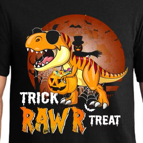 Funny T Rex Dinosaur Trick Rawr Treat Halloween Funny Gift Pajama Set