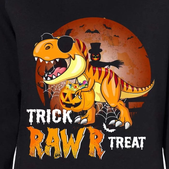 Funny T Rex Dinosaur Trick Rawr Treat Halloween Funny Gift Womens California Wash Sweatshirt